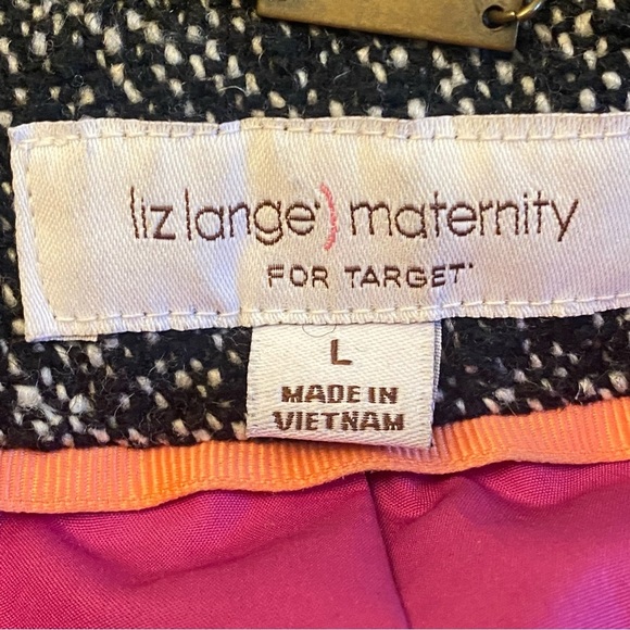 Liz Lange Maternity Tweed Lined Pea Coat Large Wool blend Target - Picture 4 of 11